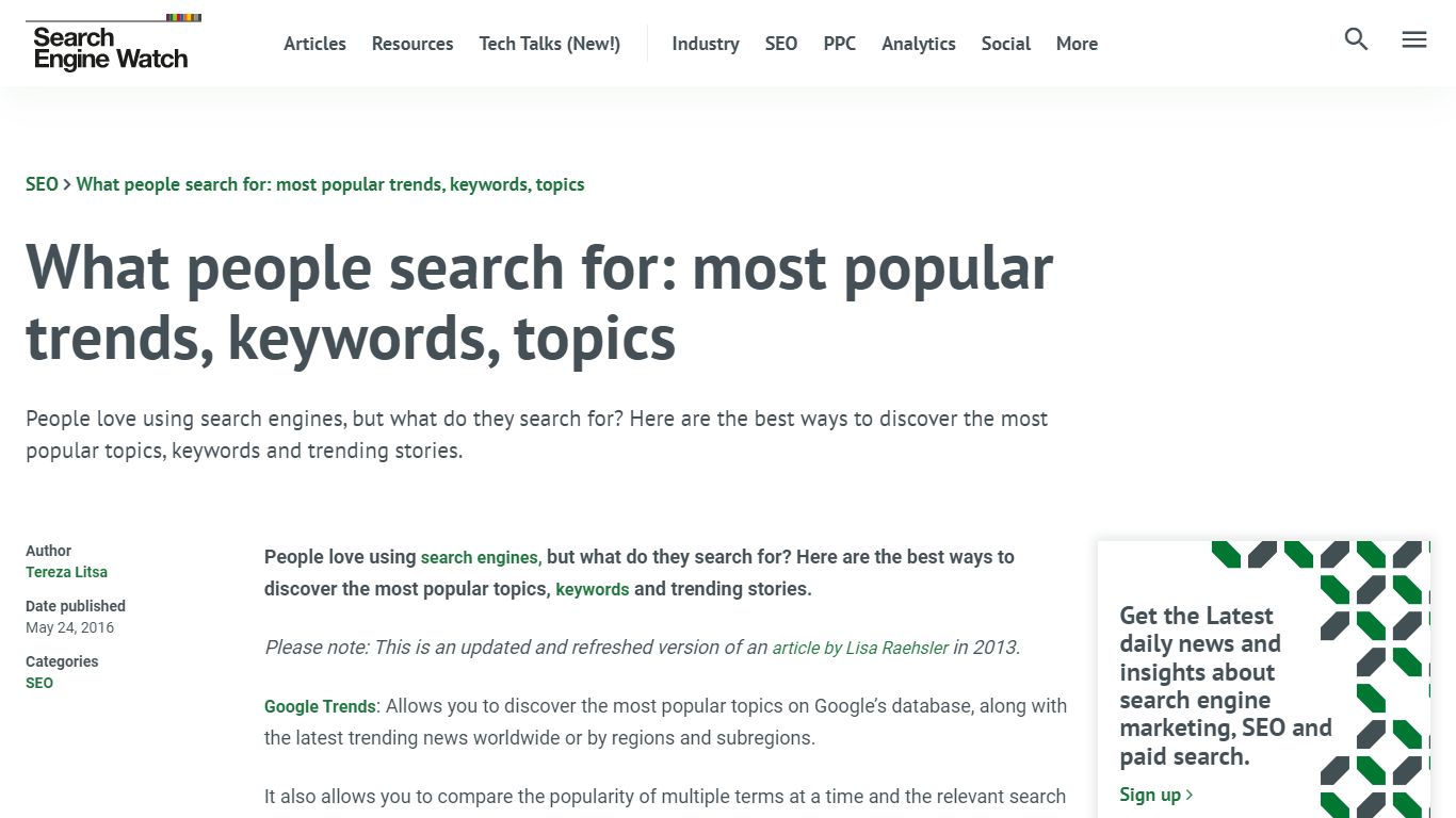 What people search for: most popular trends, keywords, topics